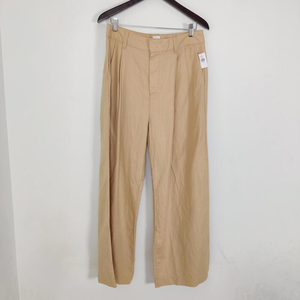 Gap Pleated Linen Pants in Cream Size 12 Linen Quiet Luxury